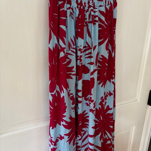 Abel the Label Floral Printed Smocked Waist High Low Midi Maxi Dress Size Medium - Picture 10 of 15